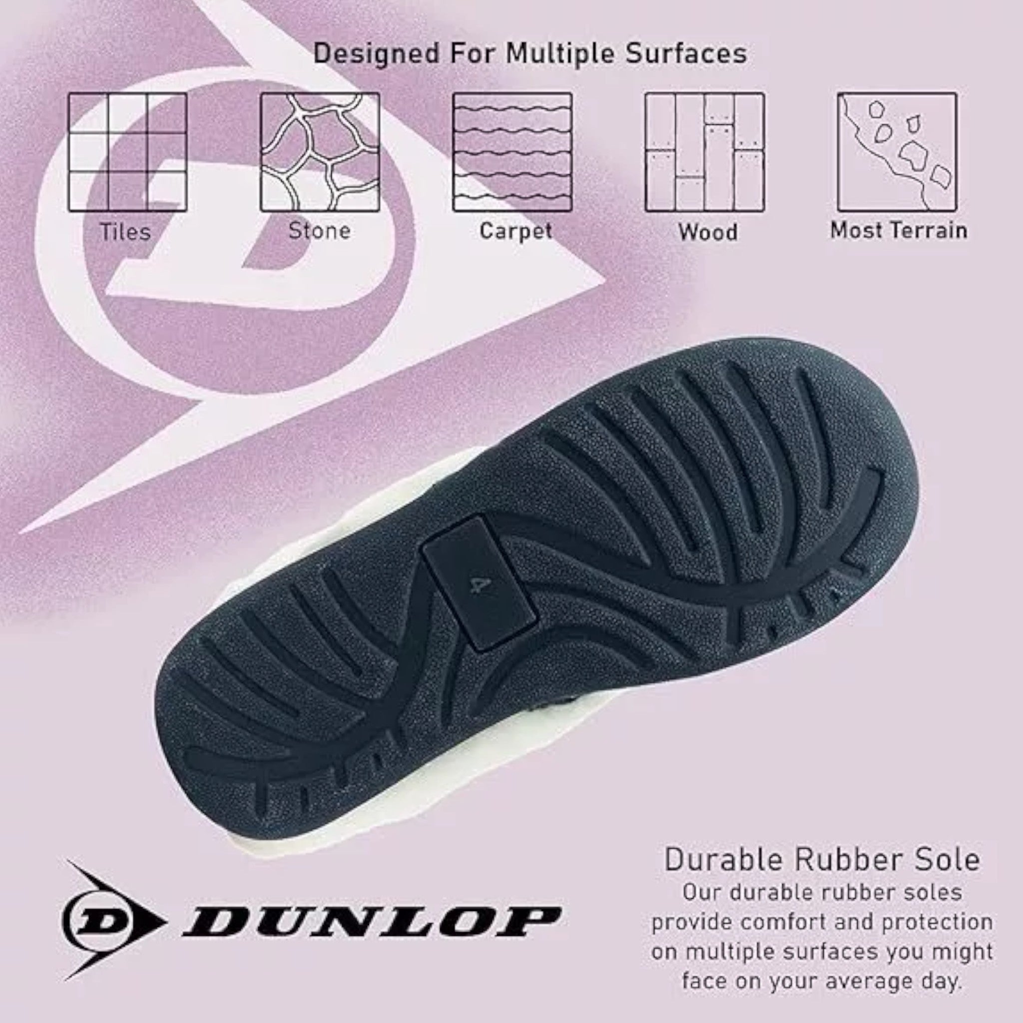 Ladies Comfortable Dunlop mule slippers for women with memory foam cushioned insole with durable rubber sole
